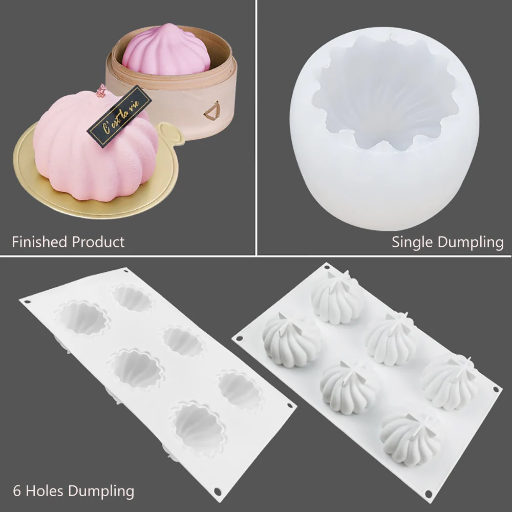 

GODWJ 6 Holes Dumpling Shape Silicone Cake Mold Cake Decorating Tools DIY Baking Pastry Tools For 3D Crafts Cakes Mousse Mould