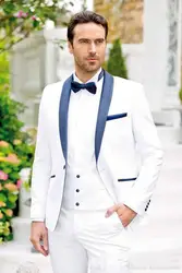 2019 изготовленный на заказ белый свадебный костюм формальный из трех частей Одежда для жениха (куртка + брюки + жилет)
