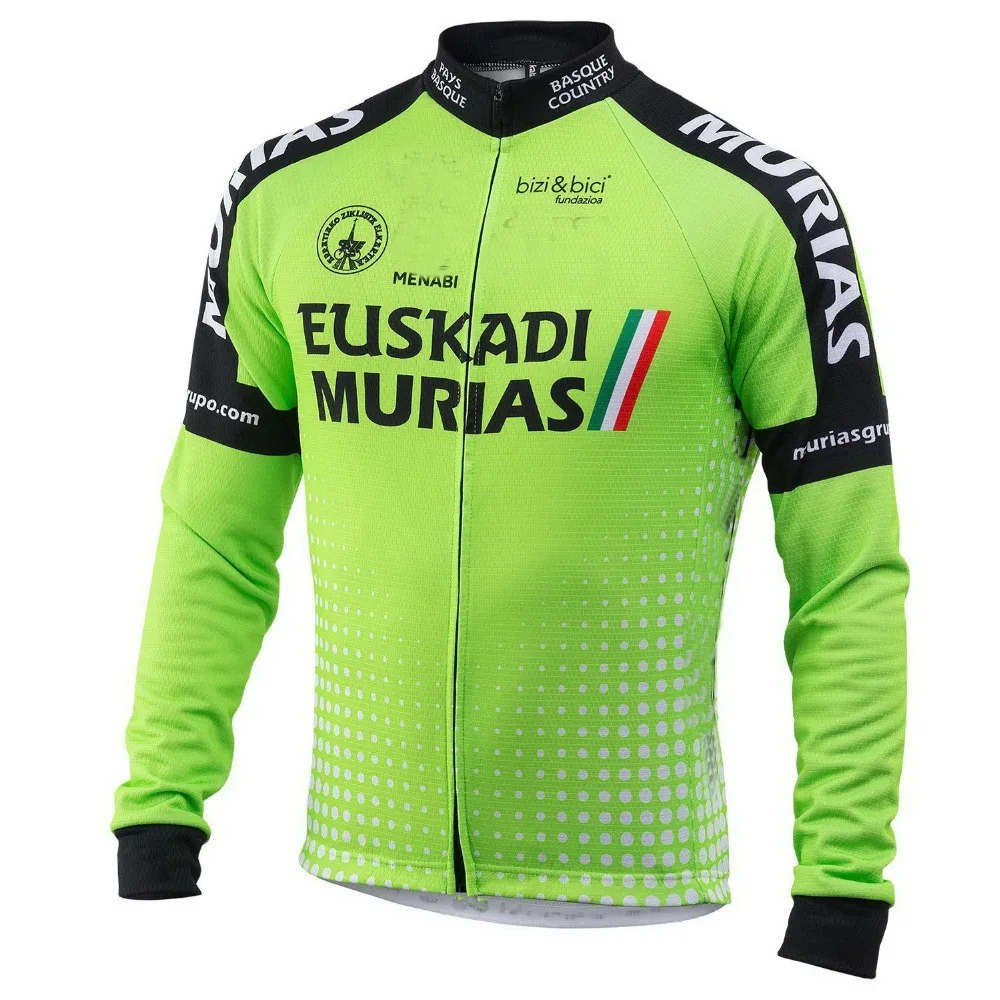

SPRING SUMMER Long Cycling Jerseys 2017 2018 EUSKADI MURIAS Pro Team Green Mtb Long Sleeve Men Bike Wear Cycling Clothing