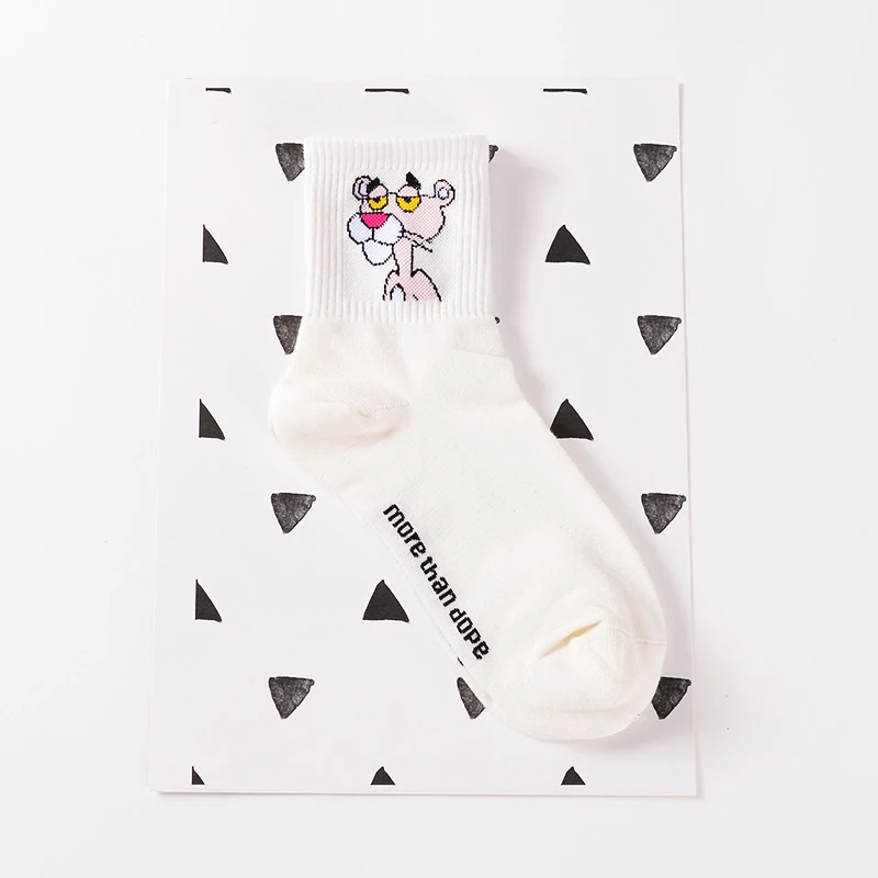 Корейские японские носки из хлопка с героями мультфильмов, мужские и женские разноцветные забавные короткие носки в стиле Харадзюку - Цвет: Socks White leopard