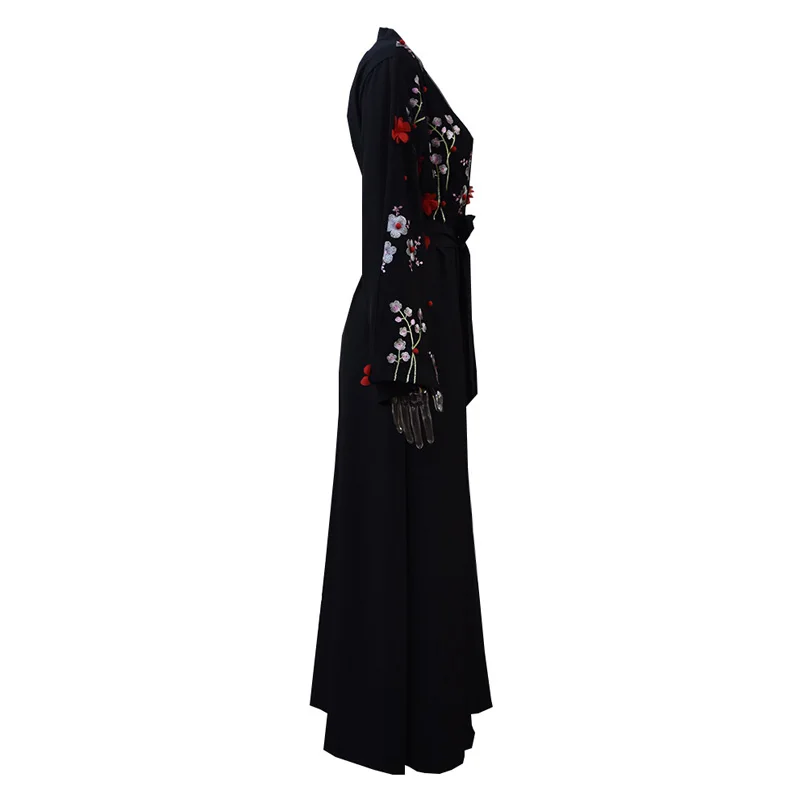 Мусульманские платья ислам Халат Абаи Дубай Кафтан арабских Ислам Для женщин Длинные Цветочные мусульманские кимоно кардиган хиджаб платье Турецкий Elbise Мубарак Ислам ic Костюмы
