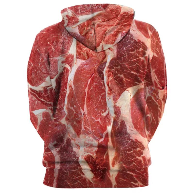 Bionic Pork pattern and Vegetable+ beef pattern 3D Digital Printing Raw Meat Hoodie Fishing Hunting Coats Jackets