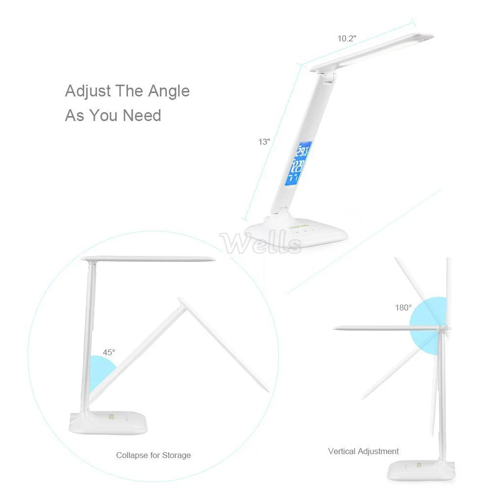 Conduziu a Lâmpada de Mesa com Display Lâmpada de Mesa Lâmpada de Leitura com Calendário Lâmpada de Escritório Portátil Relógio Flexível Moderno Pode Ser Escurecido Led 3 Portátil conduziu a lâmpada de mesa com