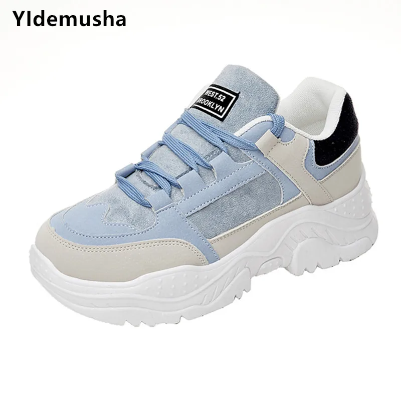 YIdemusha/Новинка 2019 года весна осень платформа дышащие кроссовки для женщин