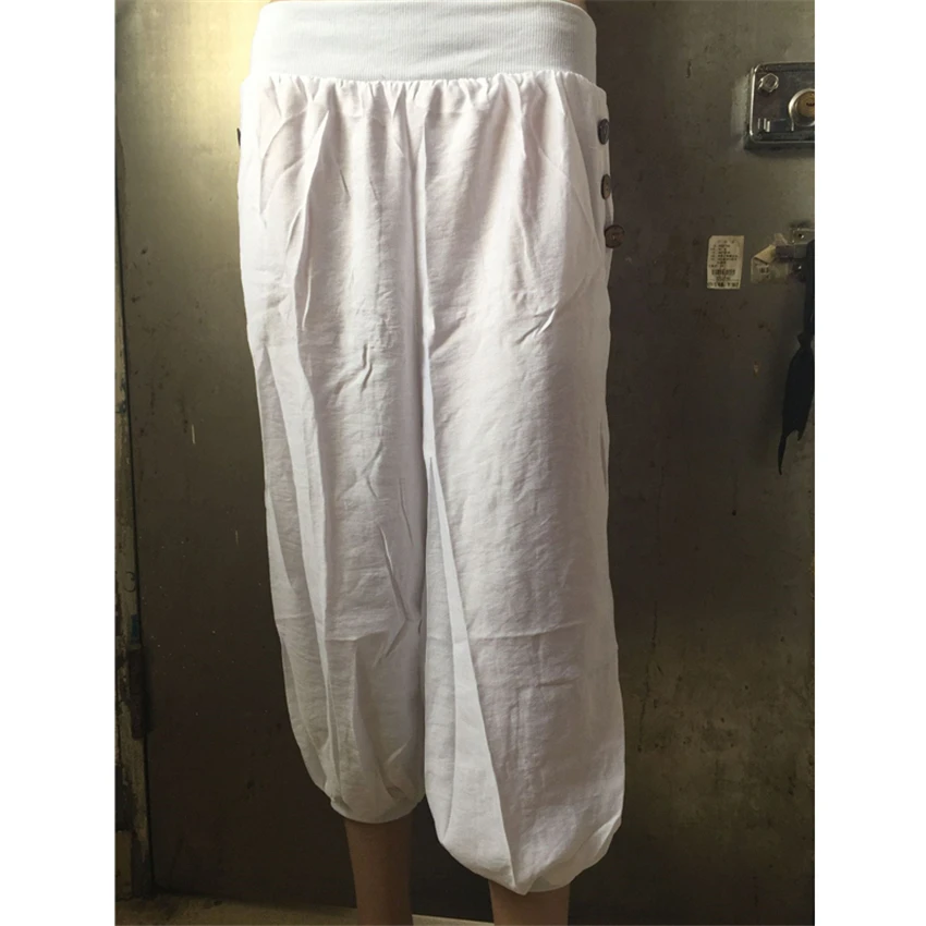 

7Colors Man Medieval Pirate Viking Cropped Trousers Linen Elastic Waist Loose Pants Renaissance Knight Warrior Cosplay Costumes