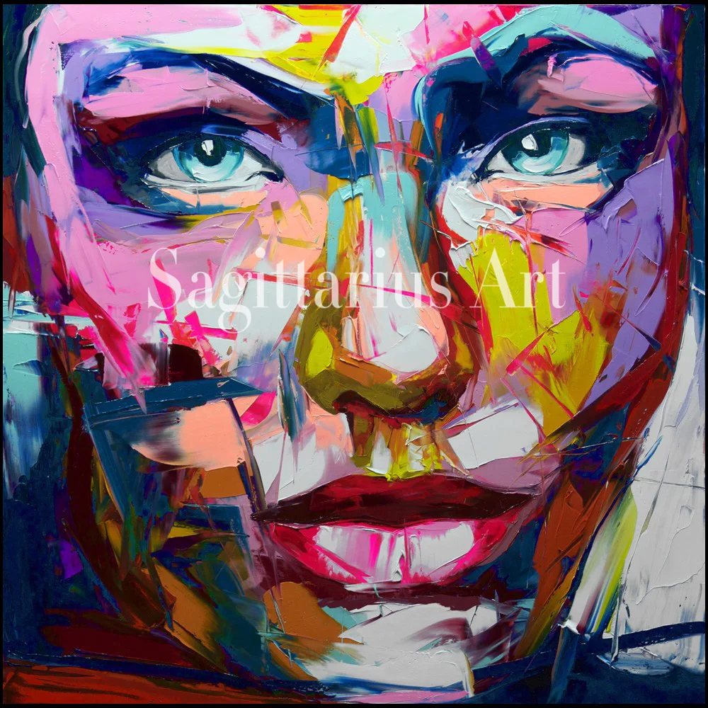 

Francoise Nielly Designers Hand Painted Palette knife Modern Abstract Portrait Cool Face Oil Painting Canvas Bedroom Artwork Art