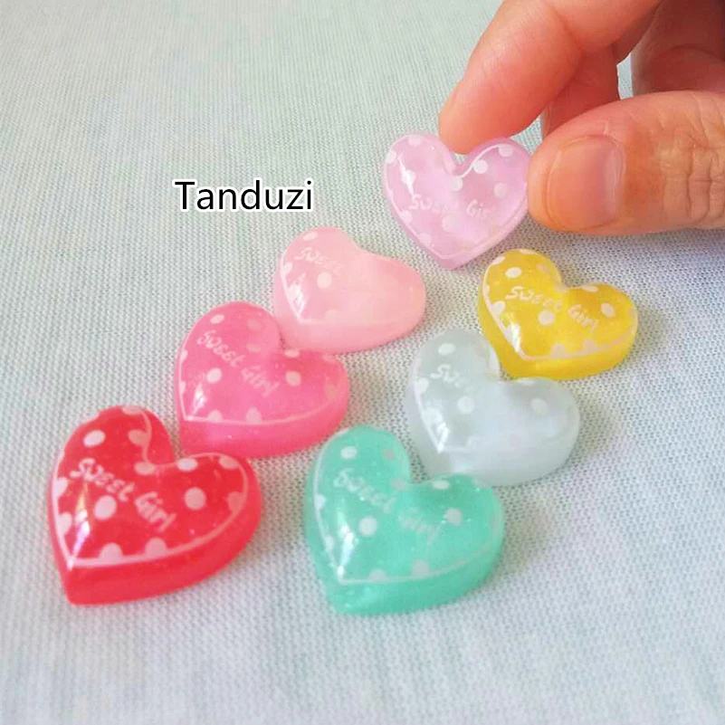 

Tanduzi 100pcs Wholesale Cute Flatback Resin Cabochon Sweet Girl Heart Resin Flat Back DIY Hair Bowknot Scrapbooking