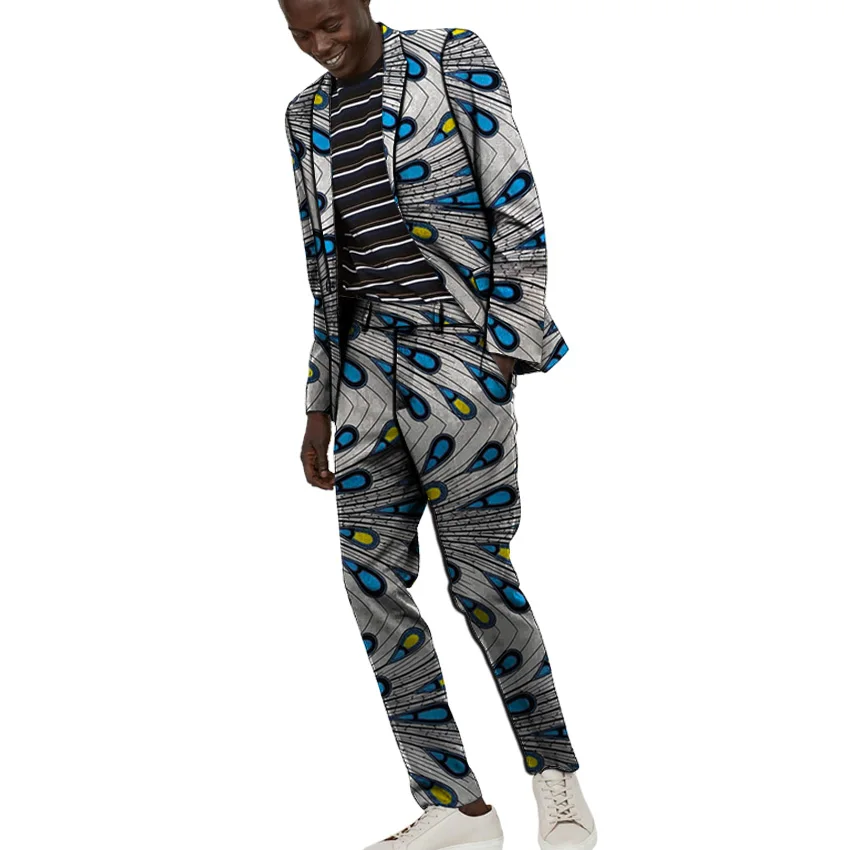 

African Print Men Blazer And Trouser Ankara Man Blazers African Dashiki Pant Suits African Men Wedding Outfits