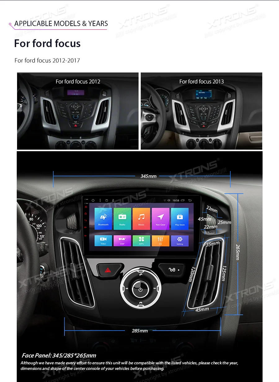 Discount XTRONS 9" Android 8.1 Octa Core 2GB RAM 32GB ROM Car Multimedia Player GPS navigation for Ford focus 2012-2017 TPMS DAB No DVD 2