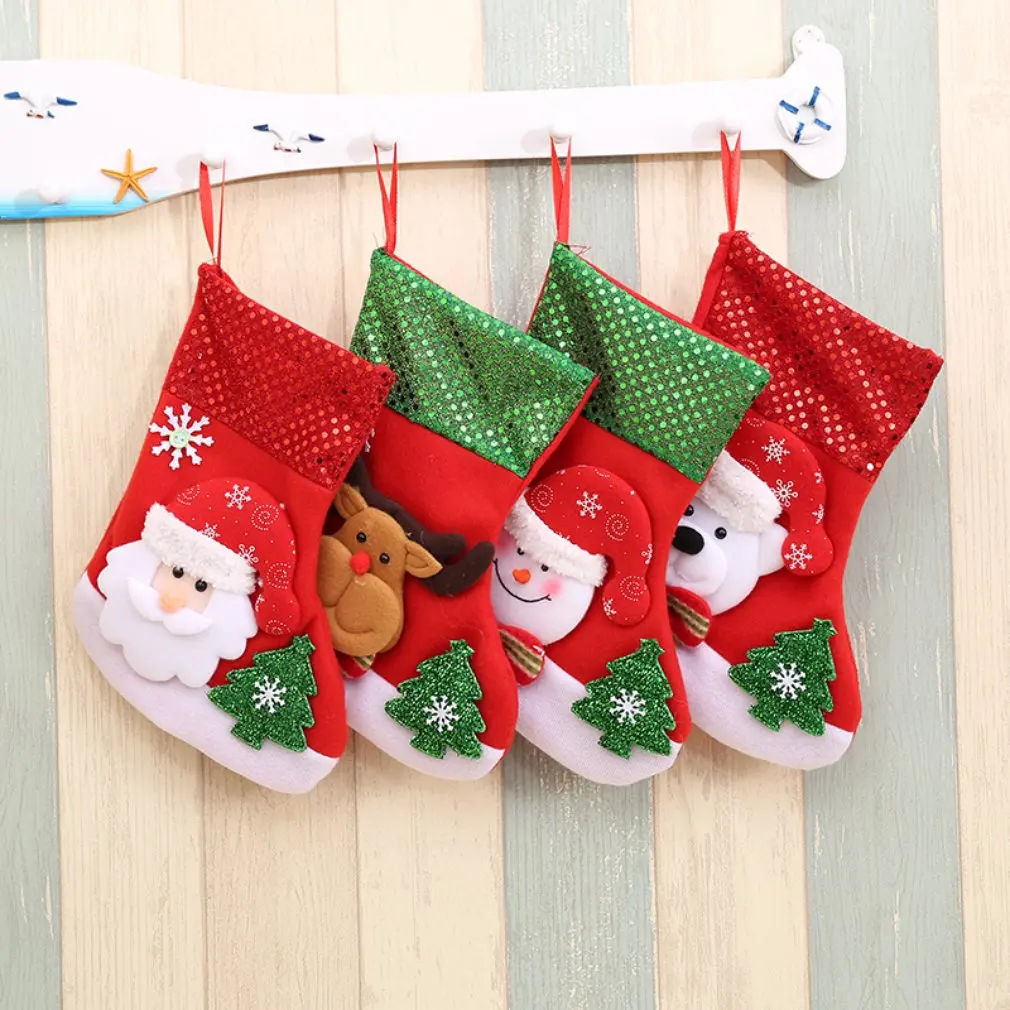 

New Beautiful Christmas Decoration Funny Sequin Socks Candy Bag Gift Bag Christmas Tree Hanging Ornaments Supplies