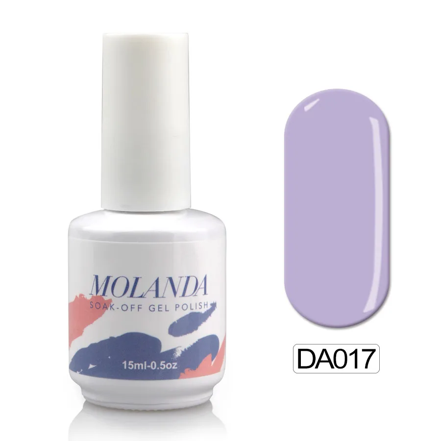 Molanda дизайн ногтей Фиолетовый Цвет УФ-гель для ногтей блестящая поверхность Французский маникюр гель УФ Гель-лак для полировки модный набор - Цвет: DA017