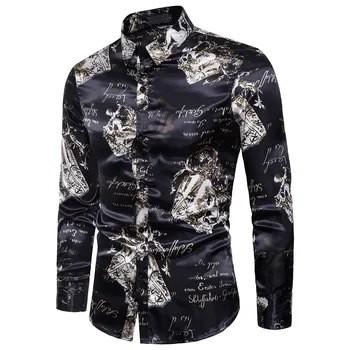 

Men Blouse Men's Autumn Casual Shirts Long Sleeve Shirt Ptinted Shirt Top Blouse