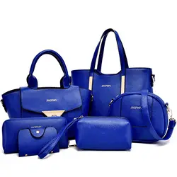 2016 женщин сумки кожаная сумка многоцветный женщины посыльного сумки дамы бренд дизайн сумка Сумка + Сумка + Кошелек 6 Компл