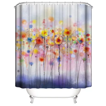 

1.8*1.8m New Moldproof Waterproof 12 Hooks Flowers and birds 3D Printed Bathroom Bath Shower Curtain Eco-friendly 1PCS L701