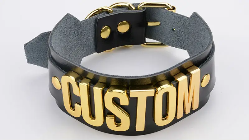 Custom Personalized Name Choker Necklace Exaggerated Wide Genuine Leather Two Layer Collar Choose Word  Party Necklace Women 7