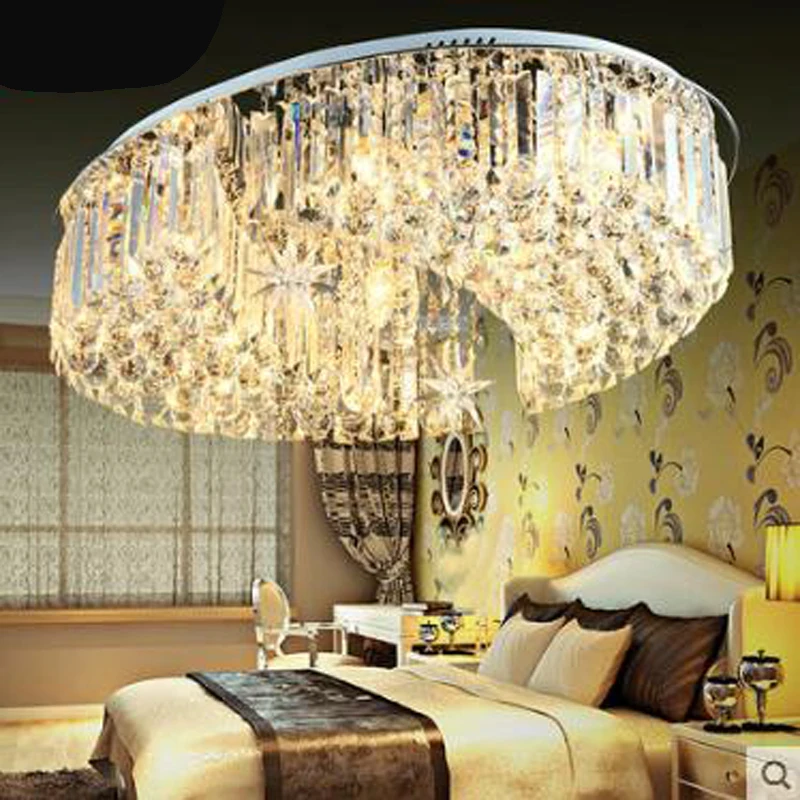 Double moon oval crystal lamp Master bedroom led dining room lamps