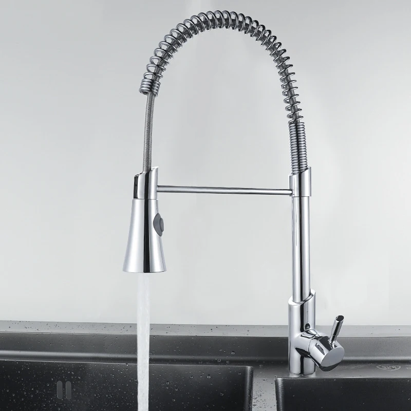 Hot and Cold Mixed Water Multifunctional Kitchen Faucet Switch Smoked Pull Sink Home Improvement Kitchen Fixture Accessories