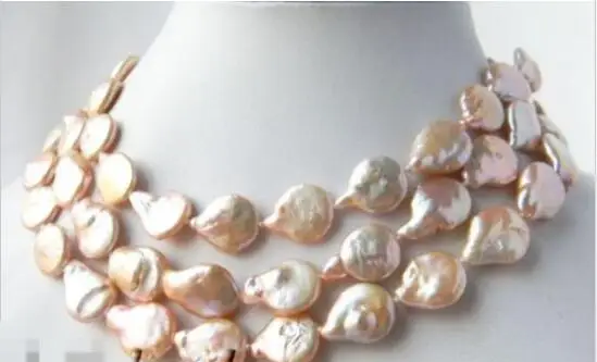 

Hot sale new Style >>>>>48'' Pink 13mm Baroque Coin Freshwater Pearl Mabe Clasp Necklace