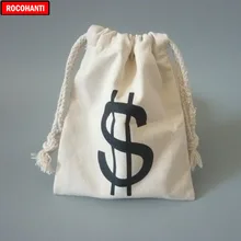 5 шт 10 oz натурального Цвет$ сумка многократного использования холщовые Подарочный шнурок мешок для события принимаем Индивидуальные печати хлопчатобумажная хозяйственная сумка
