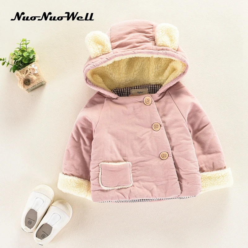 NNW Baby Girls Jacket With Ears Fashion Winter Cotton Padded Hooded