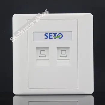 

Wall Plate Socket 2 Ports Cat5e Cat5 Network LAN Outlet Panel Faceplate with Module Home Office Plug Adapter Standard Wholesale