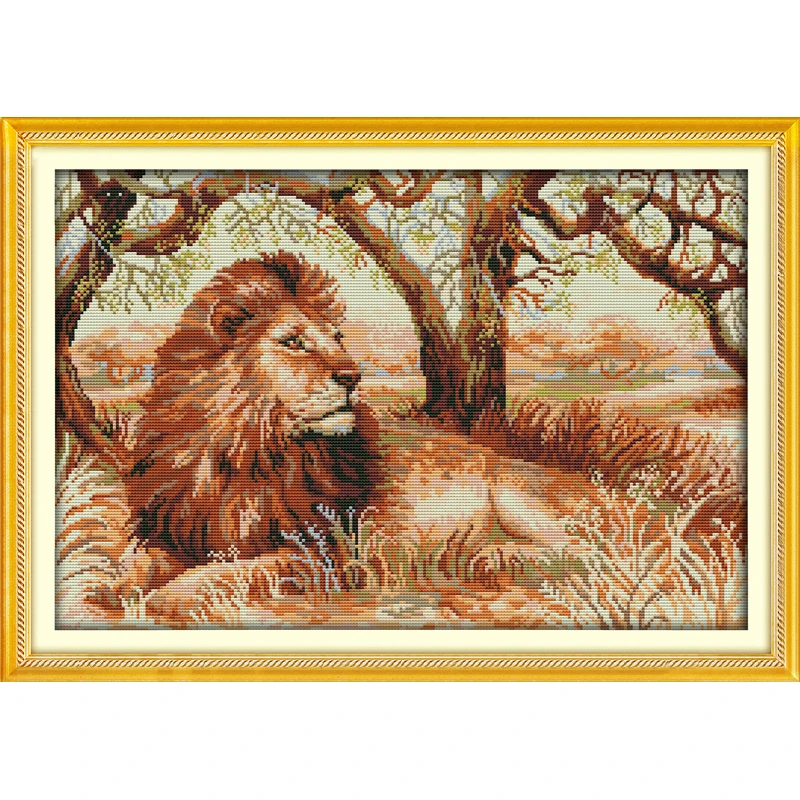 

Everlasting love The African Lion Chinese cross stitch kits Ecological cotton stamped printed 14 11CT DIY new year decorations