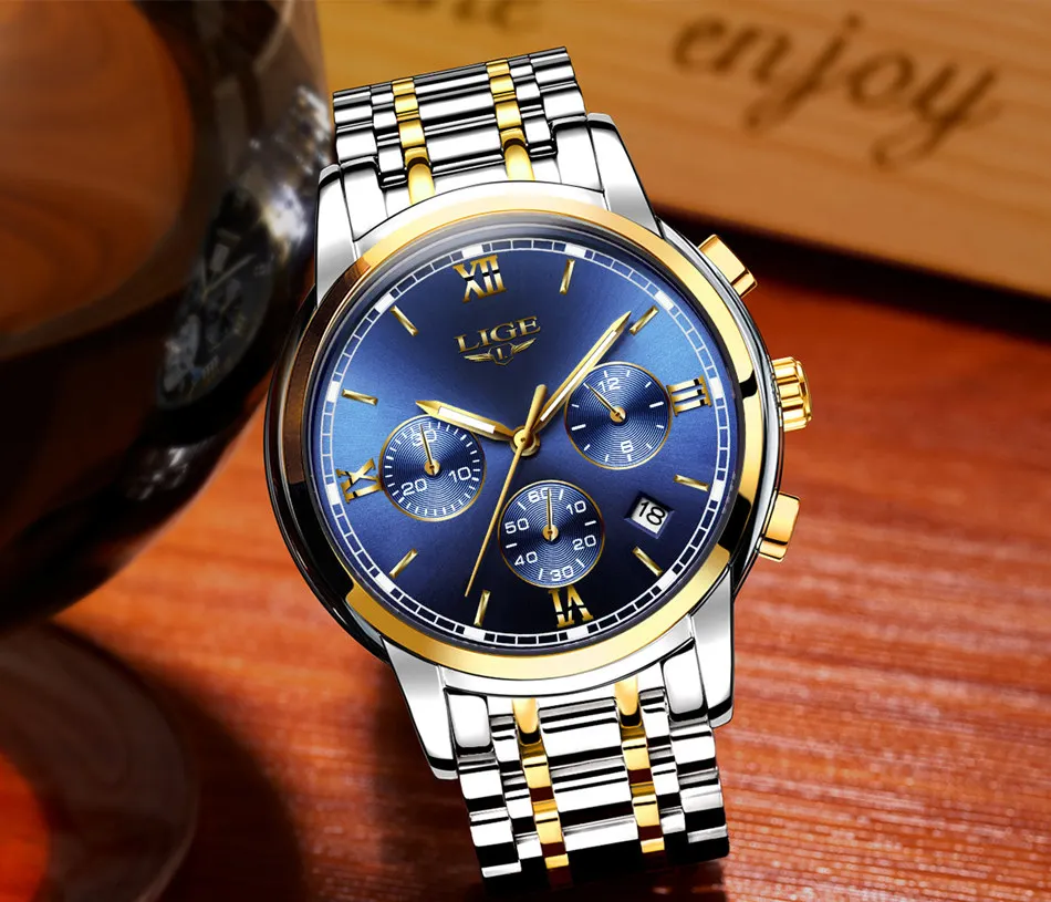 Люксовый бренд LIGE часы мужские модные спортивные военные кварцевые часы мужские полностью стальные бизнес водонепроницаемые часы мужские Relogio Masculino