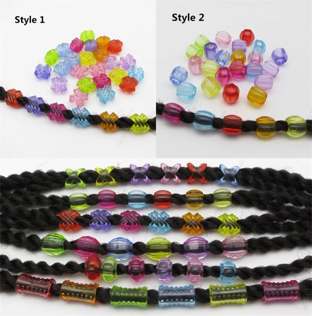 20 шт-50 шт пластиковые цветные прозрачные детские косички для вязания крючком, косички для волос, страшные бусины, кольца, заколки, аксессуары для волос