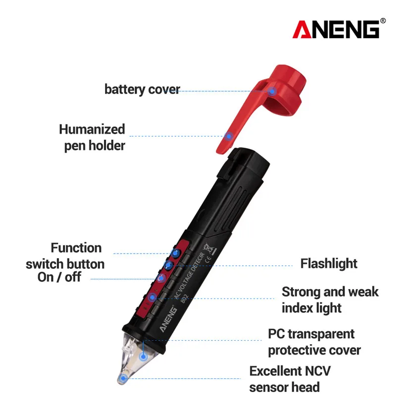 Non Contact voltage tester Pen AC Voltage Detector Pen High Low Sensitivity Voltage Tester With buzzer(Battery not included