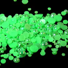 

1000/500pcs 2-5mm Mixed Sizes Green AB Color Resin Half Round Pearl Beads Non Hotfix For Nails Art Backpack DIY Decoration