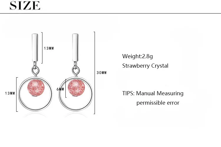 Anenjery 925 пробы серебряные циркониевые круглые Клубничные серьги с кисточками и кристаллами для женщин S-E736