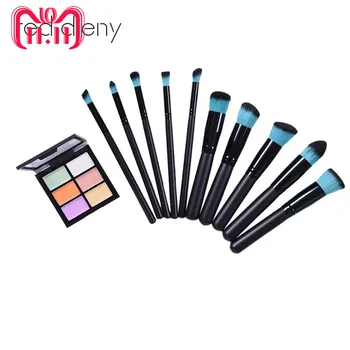 

10pcs/set Makeup Tool Kit Kabuki Foundation Powder Eyes Lips Blending Brush 6 Colors Concealer Palette Makeup Tool Kits