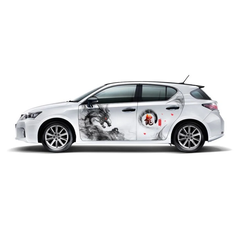 Автомобильный стикер большого размера с изображением дракона, китайская наклейка с рисунком чернил, переоборудование всего тела, автомобильные Чехлы для Volkswagen, автомобильные аксессуары