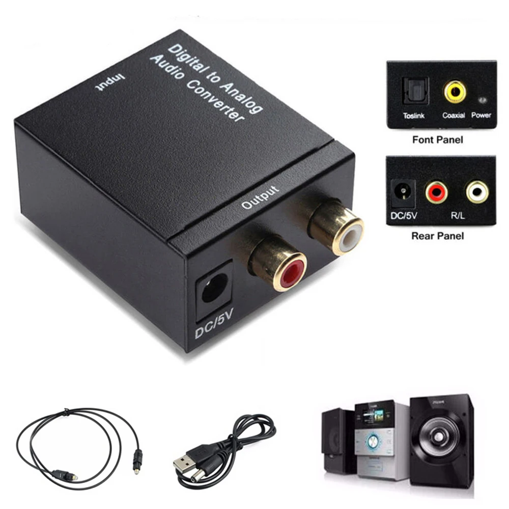 

Digital To Analog Audio Converter Adapter Coaxial Toslink Audio To 2RCA L/R Audio 3.5mm USB Powered Toslink 1XRCA Stable Decode