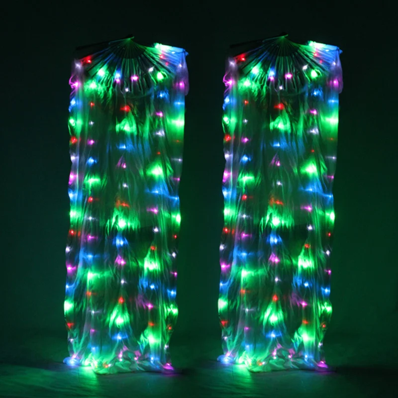 

Stage Performance Belly Dance LED Fans 180cm Level Hand Props a pair of Fans Accessories Flashed Lights