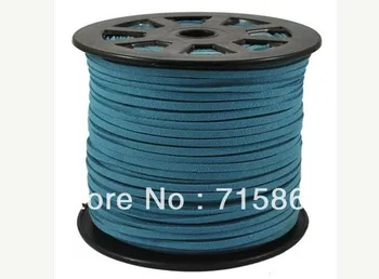 

Free Shipping Jewelry DIY Teal Color 3mm x1.5mm 10 Yard (9.2Meters) Faux Suede Cord Lace Leather Cord Flat