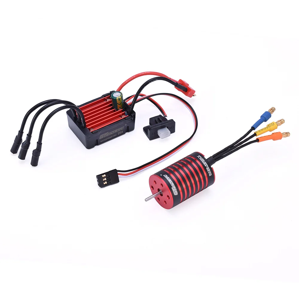 

GTSKYTENRC Combo 2435 4500KV 4800KV Brushless Motor w/ 25A ESC for 1:16 1:18 RC Buggy Drift Racing Car