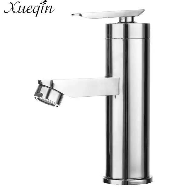 Xueqin Single Handle Bathroom Hot/Cold Water Mixer Taps Brushed Chrome Basin Faucet Bathroom Kitchen Deck Mounted Basin Faucet