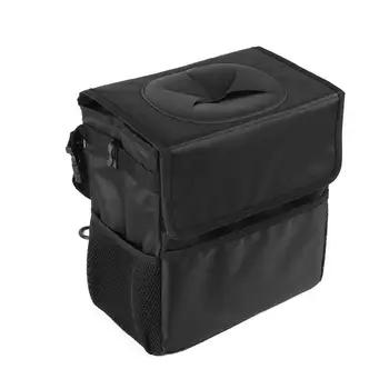 

Professional 12L Car Trash Can With Lid Garbage Bag Can Hanging Pockets Organizer Leakproof Water Resistant Inside Lining