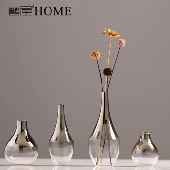 

Modern Silver Glass Vases Flower Vases for Home Bar Restaurant Decoration Christmas New Year Gift