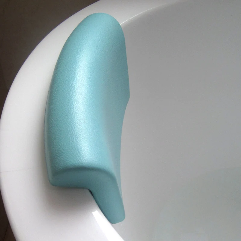 Top quality Eco-friendly flexible PU Colorful bathroom pillow spa headrest pillow for bathtub with silica gel suction cups (7)