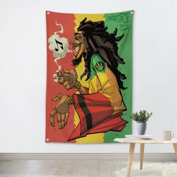 

Bob Marley Music Band Team Logo Cloth Poster Banners Four-Hole Flag Dormitory Bedroom Wall Decoration