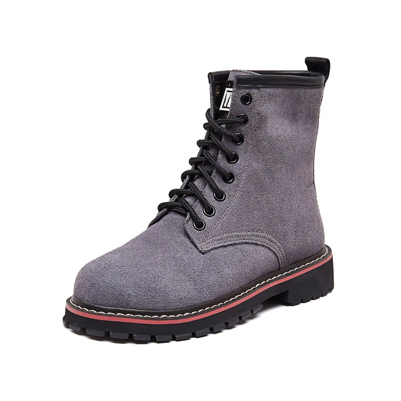 

Fashion Leisure Ankle Women Martin Boots Round Toe Low Hoof HeelsPunk Motorcycle Boots Sewing Solid Spring Autumm Lace up Shoes