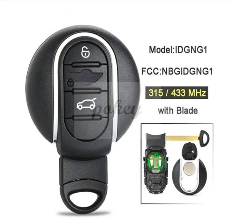 

For BMW Apply to Mini Cooper 3Button remote control smart car key 315Mhz/433Mhz belt insert key IDGNG1