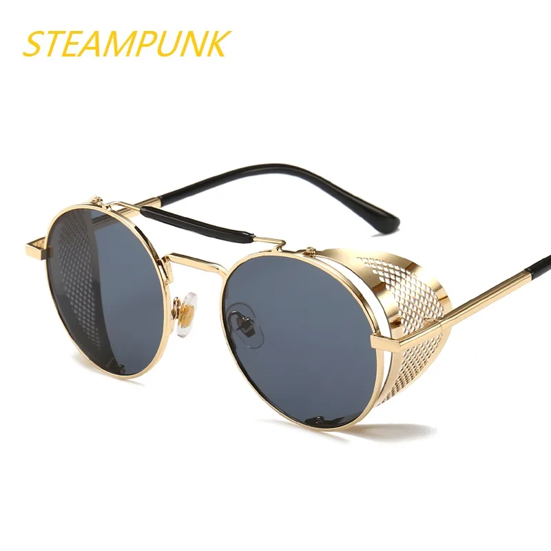 

Metal Round Steampunk Sunglasses Men Women Retro Brand Designer Steam Punk Sun Glasses Vintage Shades Gafas Oculos de Sol UV400