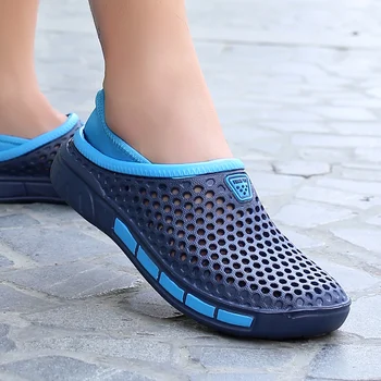New 2019 Summer Men Sandals Fashion Hollow Out Breathable Outdoor Beach Sandals Flip Flops EVA Massage Slippers Garden Shoes women shoes flip flops eva sole clanvas belt summer bohemian style beach sandals