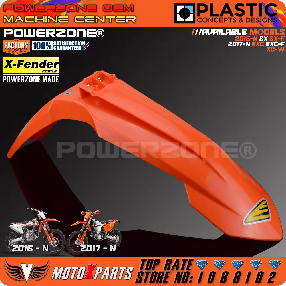 Powerzone MX оранжевый пластиковый переднее крыло для KTM 2016 2017 2018 SX SXF EXC EXCF XCW шесть дней