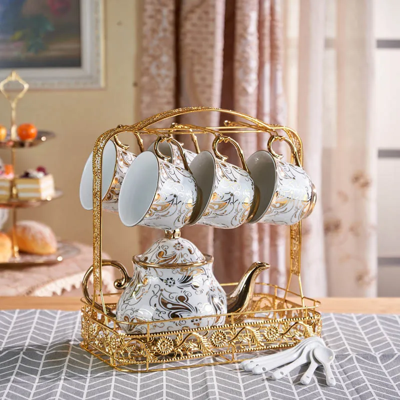 الأوروبي كوب شاي سيراميك وصحون الصينية العاج الذهب...