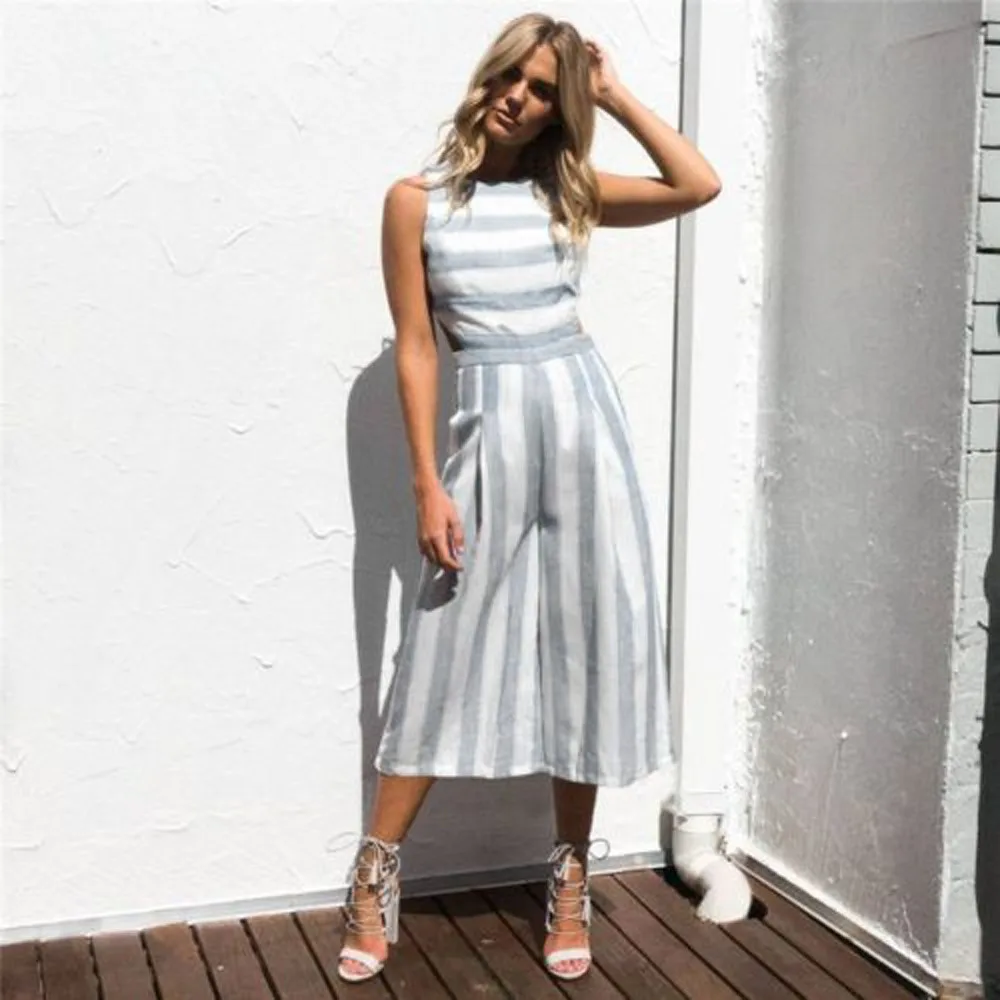 Womail ارتداءها المرأة الصيف أكمام قطاع بذلة عارضة بذلة Clubwear واسعة الساق بانت الزي الأزياء 2019 دروبشيب f28