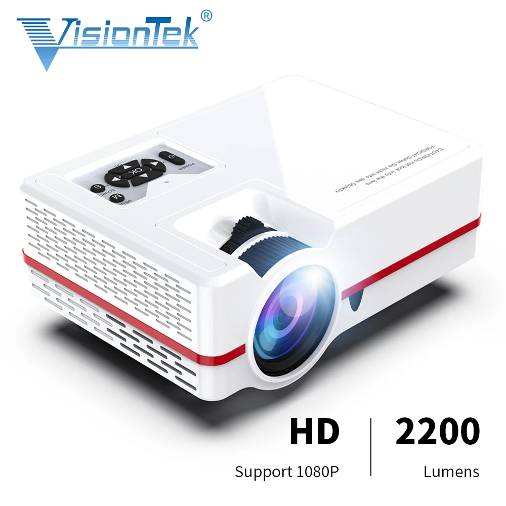 

VISIONTEK MINI Projector VS313 Newest LED Projector For Full HD 1920*1080 Video Home Cinema Movie Beamer Proyector